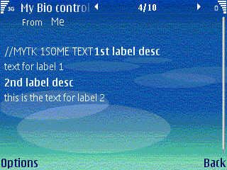 Example BIO control display